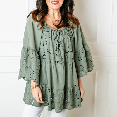 Cotton Embroidery Peplum Top